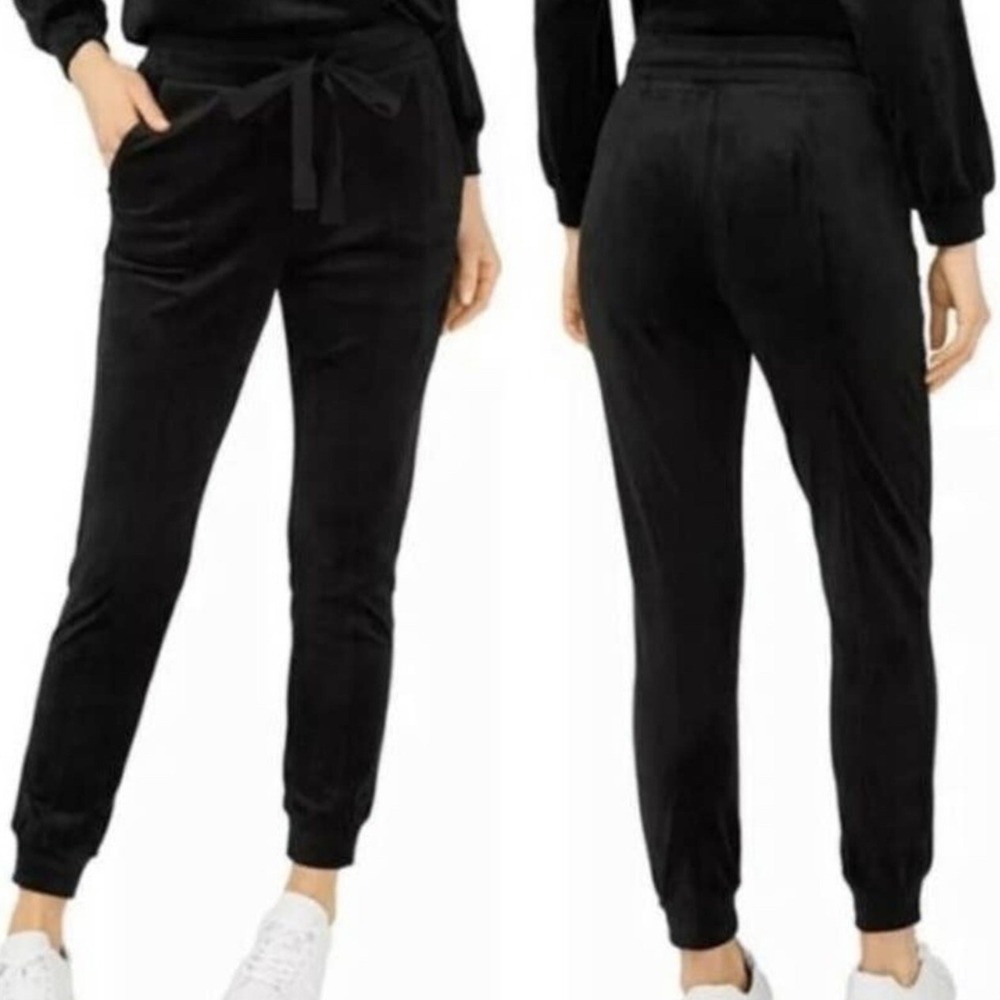 House of Harlow 1960 Joggers Womens XS Black Velour Velvet Pockets Drawstring